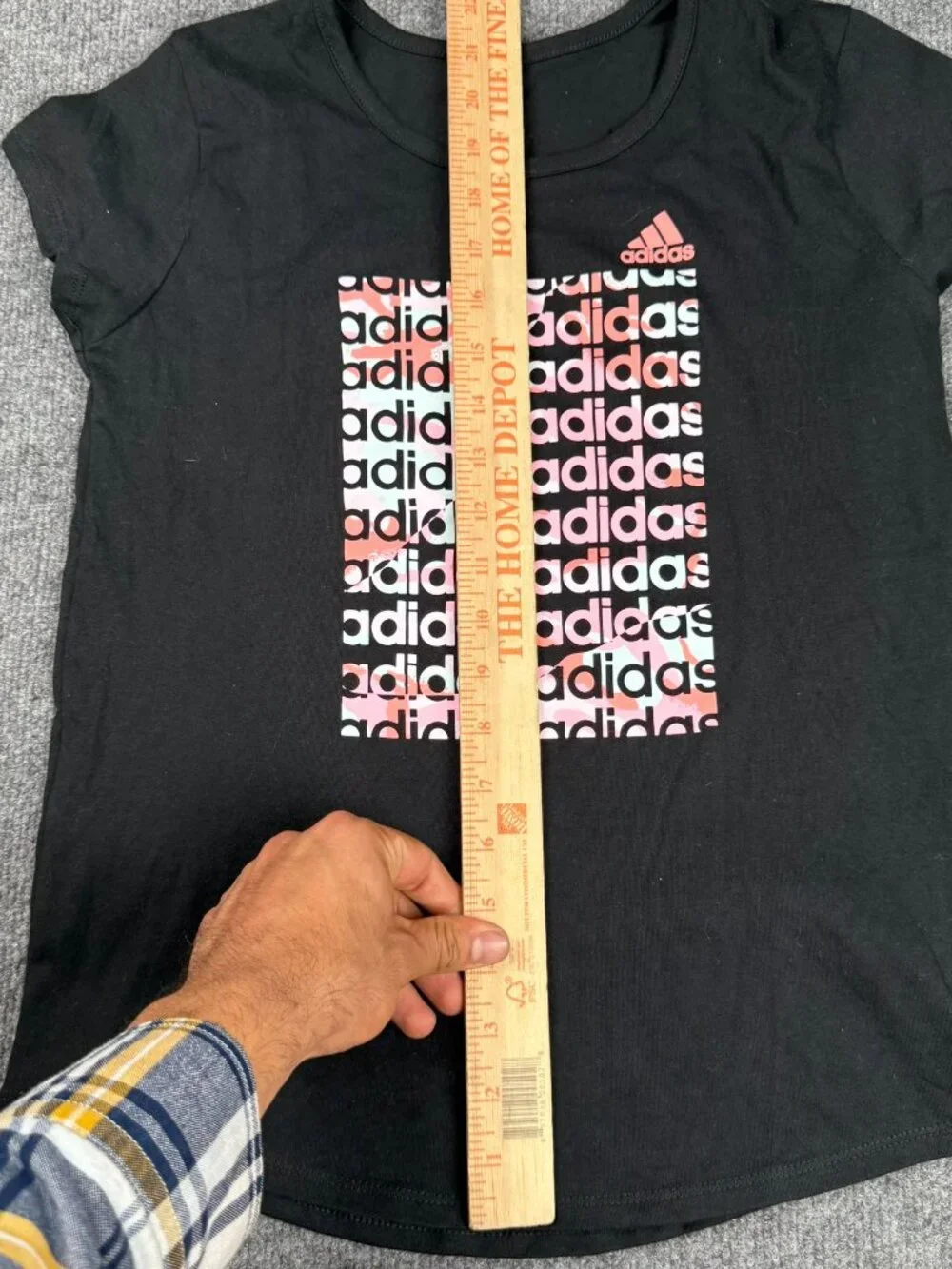 Adidas Girls Youth Large 14 Graphic T-Shirt Black Short Sleeve Cotton Top